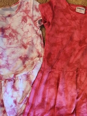 COOL Pink Tie-Dye Short Sleeve Kids Casual Dress